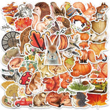 Globleland Autumn PVC Self-adhesive Cartoon Stickers, Waterproof Forest Animal Decals for Suitcase, Skateboard, Refrigerator, Helmet, Mobile Phone Shell, Season Theme Pattern, 40~80mm, 50pcs/bag