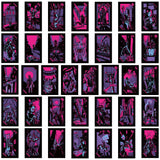 Globleland PVC Self Adhesive Neon Moon Tarot Cartoon Sticker Labels, Waterproof Decals, for Suitcase, Skateboard, Refrigerator, Helmet, Mobile Phone Shell, Tarot Theme Pattern, 40~80mm, 72pcs/bag
