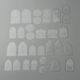 Globleland PET Waterproof Decoration Stickers, Self Adhesive Decals for Scrapbooking, DIY Craft, Window Pattern, 39.5~76x34.5~44x0.2mm, 30pcs/bag