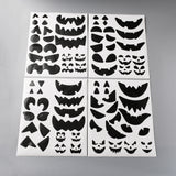 Globleland Halloween Pumpkin Face Decorative Stickers, Paper Adhesive Decals for Halloween Party Kids DIY Craft Decoration, Black, 300x250x0.2mm, Stickers: 16~46x22~128mm, 4 sheets/set