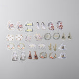 Globleland 30Pcs 15 Styles Christmas Theme PET Self Adhesive Stickers, Waterproof Decorative Decals for Scrapbooking, DIY Craft, Christmas Themed Pattern, 29~55.5x21~52x0.1mm, 2pcs/style