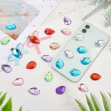Globleland 80Pcs 8 Colors Extra Large Jewelry Sticker, Acrylic Rhinestone Stick-On Cabochon, with Self Adhesive, Faceted, Teardrop, Mixed Color, 2.5x1.8x0.5cm, 10pcs/color