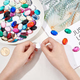 Globleland 76Pcs 19 Colors Extra Large Jewelry Sticker, Acrylic Stick-On Cabochon, with Self Adhesive, Faceted, Oval, Mixed Color, 1.8x2.5x0.45cm, 4pcs/color