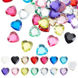 Globleland 60Pcs Extra Large Jewelry Sticker, Acrylic Stick On Cabochon, with Self Adhesive, Heart, Faceted, Mixed Color, 2.5x2.5x0.5cm
