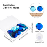 Globleland 16Pcs 2 Colors Extra Large Jewelry Sticker, Acrylic Aquamarine & Sapphire Rhinestone Stick On Cabochon, with Self Adhesive, Half Round/Dome, Faceted, Mixed Color, 40x7mm, 8pcs/color