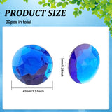 Globleland 30Pcs Extra Large Jewelry Sticker, Acrylic Rhinestone Stick-On Cabochon, with Self Adhesive, Half Round/Dome, Faceted, Sapphire, 40x7mm