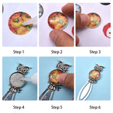 Globleland Tibetan Style Bookmark Cabochon Settings and Transparent Oval Glass Cabochons, Mixed Color, 130x22x2.5mm, 24pcs/set