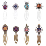 Globleland Tibetan Style Bookmark Cabochon Settings and Transparent Glass Cabochons, Mixed Color, Tray: 20mm, 81x31x4mm, 16pcs/set