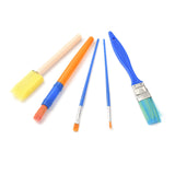 Globleland Plastic Paint Brushes Pens Sets, with Aluminium Tube, Nylon Wool, Wood, Sponge, For Watercolor Oil Painting, Mixed Color, 14.7~18x0.5~2.4x0.5~0.95cm, 5pcs/set