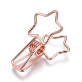 Star Shape Iron Spring Clips, with Plastic Box, Rose Gold, 33x18x16mm, 8pcs/box