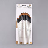 Globleland Wood Handle Paint Brushes Set, for Watercolor Oil Painting, White, 17.6~21.6x0.48~0.95cm, 12pcs/set