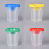 Globleland Children's No Spill Plastic Paint Cups, with Colored Lids, for Cleaning, Mixed Color, 8.7cm, 4pcs/set