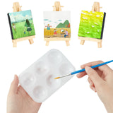 Globleland Tool Sets, Plastic Art Brushes Pen Value Sets, 6 Well Rectangular Watercolor Oil Palette Painting Tray and Canvas Wood Primed Framed, Mixed Color, 178~200x5~7mm