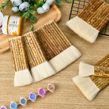 Globleland 6Pcs 6 Style Rectangle Bamboo Handle, Paint Brush, Wool Combination Brush Pen, BurlyWood, 1pc/style
