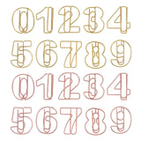 2 Colors Number 0~9 Shape Iron Paperclips, Cute Paper Clips, Funny Bookmark Marking Clips, Golden & Rose Gold, 27.4~29x17.4~24x2~3.5mm, 10pcs/card, 1card/color