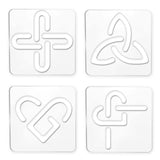 Acrylic Earring Handwork Template, Card Leather Cutting Stencils, Square, Clear, Knot Pattern, 152x152x4mm, 4 styles, 1pc/style, 4pcs/set