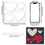 Acrylic Earring Handwork Template, Card Leather Cutting Stencils, Square, Clear, Heart Pattern, 152x152x4mm, 4 styles, 1pc/style, 4pcs/set