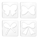 Acrylic Earring Handwork Template, Card Leather Cutting Stencils, Square, Clear, Bowknot Pattern, 152x152x4mm, 4 styles, 1pc/style, 4pcs/set