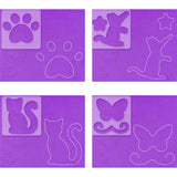 Acrylic Earring Handwork Template, Card Leather Cutting Stencils, Square, Clear, Cat Pattern, 152x152x4mm, 4 styles, 1pc/style, 4pcs/set