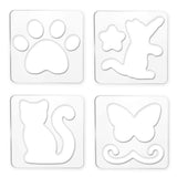 Acrylic Earring Handwork Template, Card Leather Cutting Stencils, Square, Clear, Cat Pattern, 152x152x4mm, 4 styles, 1pc/style, 4pcs/set