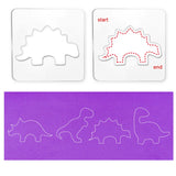Acrylic Earring Handwork Template, Card Leather Cutting Stencils, Square, Clear, Dinosaur Pattern, 152x152x4mm, 4 styles, 1pc/style, 4pcs/set