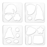 Globleland Acrylic Earring Handwork Template, Card Leather Cutting Stencils, Square, Clear, Fairy Pattern, 152x152x4mm, 4 styles, 1pc/style, 4pcs/set