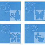 Acrylic Earring Handwork Template, Card Leather Cutting Stencils, Square, Clear, Butterfly Pattern, 152x152x4mm, 4 styles, 1pc/style, 4pcs/set