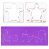 Acrylic Earring Handwork Template, Card Leather Cutting Stencils, Square, Clear, Ocean Themed Pattern, 152x152x4mm, 6 styles, 1pc/style, 6pcs/set