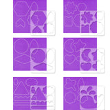 Acrylic Earring Handwork Template, Card Leather Cutting Stencils, Square, Clear, Geometric Pattern, 152x152x4mm, 6 styles, 1pc/style, 6pcs/set