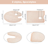 Globleland 4Pcs 2 Styles Wooden Color Palette, Mixed Shapes, BurlyWood, 20x30cm, 2pcs/style