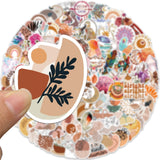 Globleland 100Pcs Bohemia Style Waterproof PVC Plastic Sticker Labels, Self-adhesive Decals, for Card-Making, Scrapbooking, Diary, Planner, Cup, Mobile Phone Shell, Notebooks, Mixed Patterns, 30~60mm, 1Set/Set
