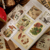 Globleland Vintage Postage Stamp Stickers Set, for Scrapbooking, Planners, Travel Diary, DIY Craft, Plants Pattern, 6.8x4.7cm, 60pcs/set
