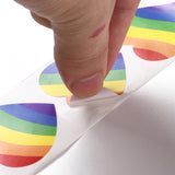 Globleland Heart Roll Stickers, Self-Adhesive Paper Gift Tag Stickers, for Party, Decorative Presents, Colorful, Rainbow Pattern, 38x38x0.1mm, about 500pcs/roll