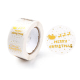 Globleland Christmas Themed Flat Round Roll Stickers, Self-Adhesive Paper Gift Tag Stickers, for Party, Decorative Presents, Merry Christmas, Christmas Themed Pattern, 25x0.1mm, about 500pcs/roll, 1Roll/Set