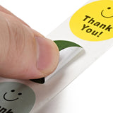 Globleland Round Dot Paper Thank You Stickers Roll, Smiling Face Self-Adhesive Gift Tags for Seal Top Decoration, Mixed Color, 66x27mm, Stickers: 25mm in diamerer, 500pcs/roll, 2Roll/Set