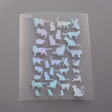 Globleland Waterproof Transparent Plastic Stickers, Laser Effect Decorative Stickers, Filling Material for Resin Art, Cat Pattern, 150x110x0.1mm