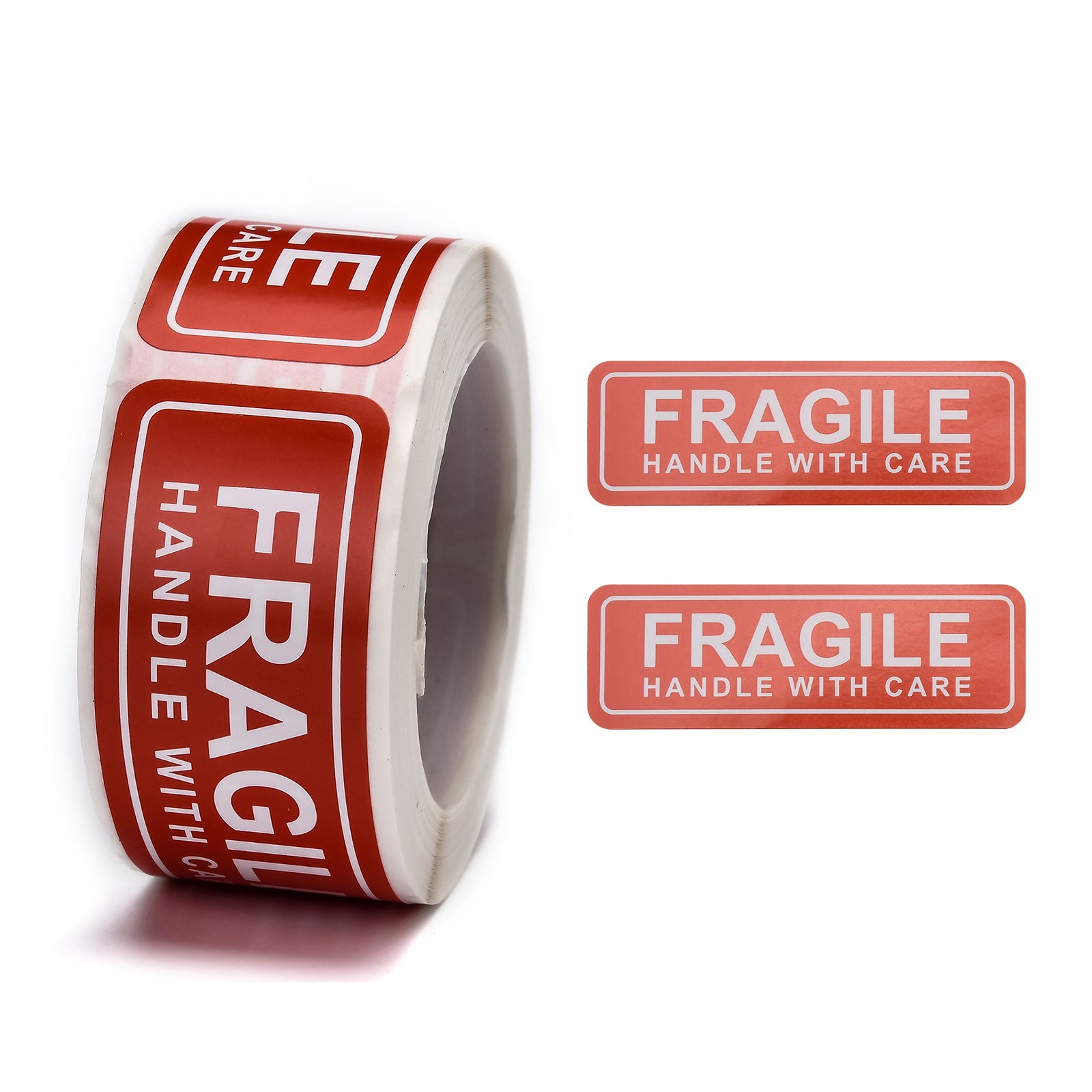 Globleland Fragile Stickers Handle with Care Warning Packing Shipping Label, Red, 25.3x76mm, 150pcs/roll