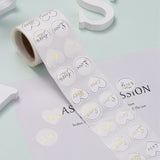 Globleland Heart and Flat Round with Word Love Valentine's Stickers Self Adhesive Tag Labels, Decorative Stickers, for Wedding Valentine's Supplies, White, 25mm, 25x25mm, 300pcs/roll