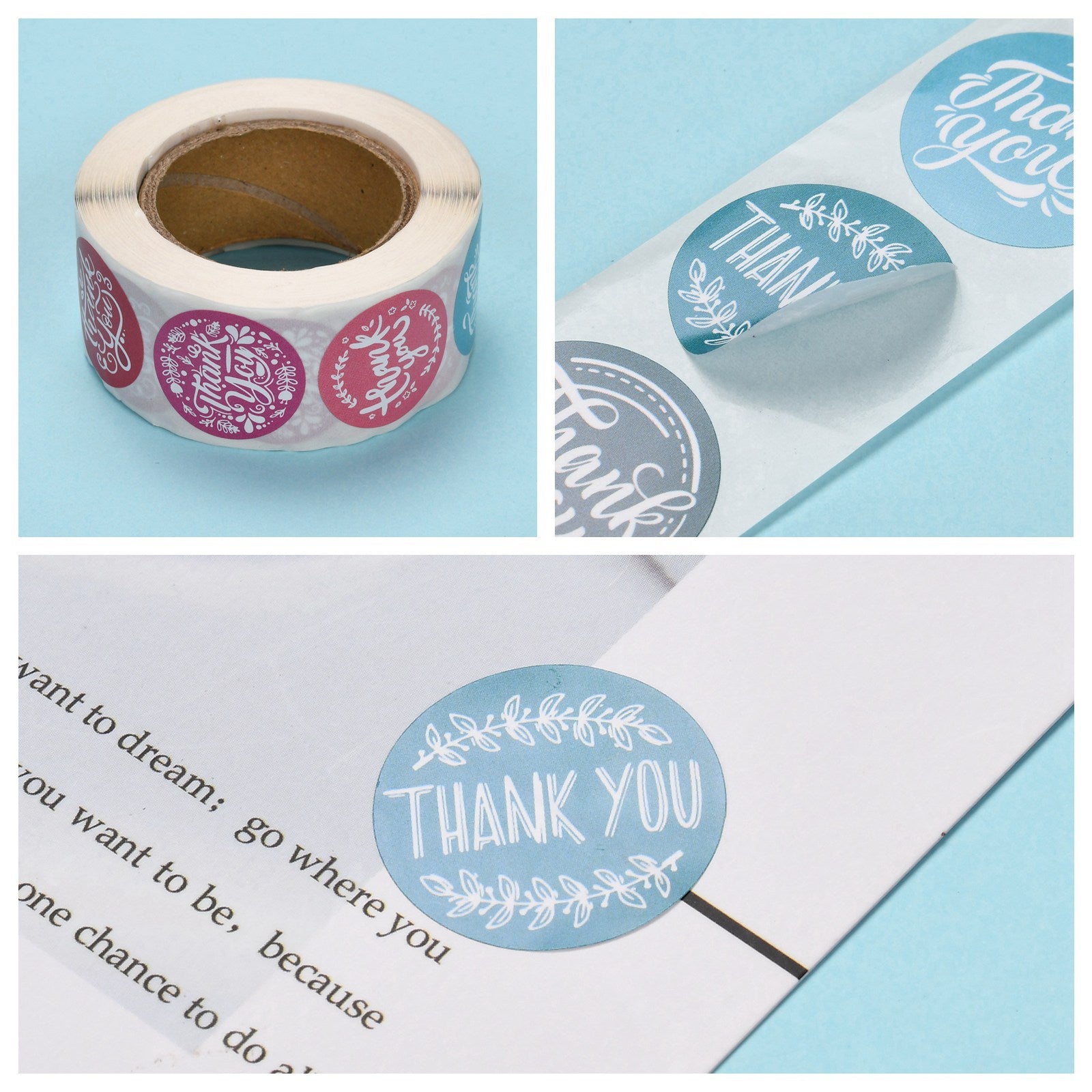 Globleland 1 Inch Thank You Self-Adhesive Paper Gift Tag Stickers, for Party, Decorative Presents, Flat Round, Word, 25mm, 500pcs/roll