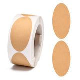 Globleland Self-Adhesive Kraft Paper Gift Tag Stickers, Adhesive Labels, Blank Tag, Oval, Tan, Oval: 50x25mm, 250pcs/roll