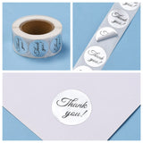 Globleland 1 Inch Thank You Stickers, Adhesive Roll Sticker Labels, for Envelopes, Bubble Mailers and Bags, Silver, 25mm, about 500pcs/roll
