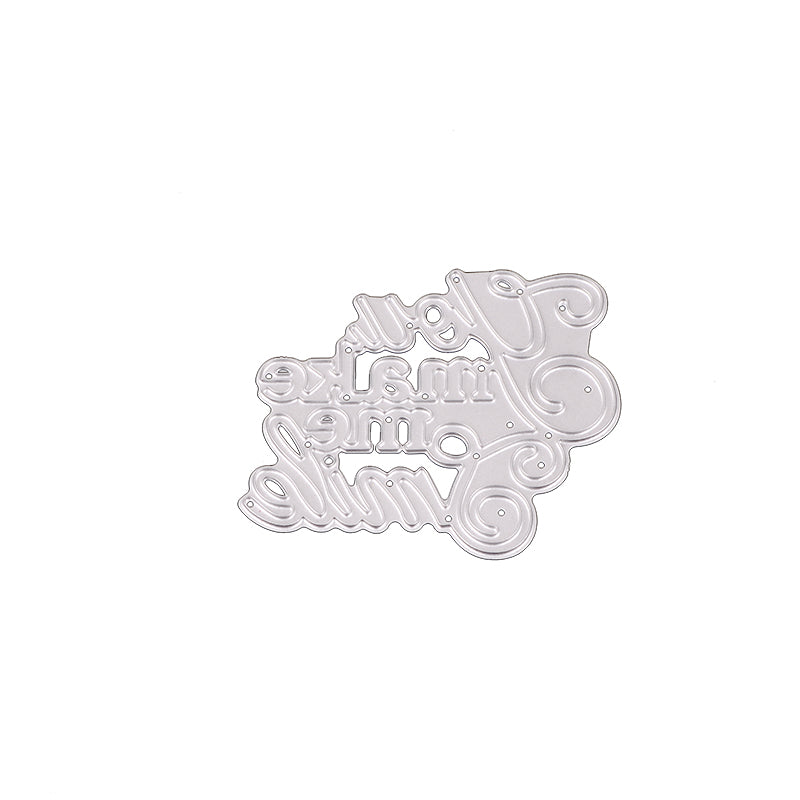 GLOBLELAND Carbon Steel Cutting Dies Stencils, for DIY Scrapbooking/Photo Album, Decorative Embossing DIY Paper Card, Word You Make Me Smile , Matte Platinum Color, 54x63x0.7mm