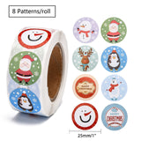 Globleland Christmas Roll Stickers, 8 Different Designs Decorative Sealing Stickers, for Christmas Party Favors, Holiday Decorations, Christmas Themed Pattern, 25mm, about 500pcs/roll