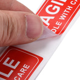 Globleland Self-Adhesive Paper Warning Tag Stickers, Rectangle with Word FRAGILE HANDLE WITH CARE Stickers Labels, for Shipping and Packing, Red, 7.5x2.5x0.009cm, 150pcs/roll