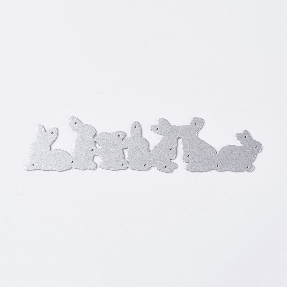 Bunny Carbon Steel Cutting Dies Stencils, for DIY Scrapbooking/Photo Album, Decorative Embossing Paper Card, Nest of Rabbit, Matte Platinum Color, 2.65x11.3cm