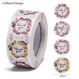 Globleland 1 Inch Thank You Stickers, DIY Scrapbook, Decorative Adhesive Tapes, Flat Round, Colorful, 25mm, 4 patterns/roll, about 500pcs/roll