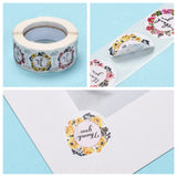 Globleland 1 Inch Thank You Stickers, DIY Scrapbook, Decorative Adhesive Tapes, Flat Round, Colorful, 25mm, 4 patterns/roll, about 500pcs/roll