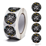 Globleland 1 Inch Thank You Stickers, DIY Scrapbook, Decorative Adhesive Tapes, Flat Round, Black, 25mm, about 500pcs/roll