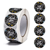 Globleland 1 Inch Thank You Stickers, DIY Scrapbook, Decorative Adhesive Tapes, Flat Round, Black, 25mm, about 500pcs/roll
