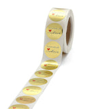 Globleland DIY Scrapbook, Decorative Adhesive Tapes, Flat Round with Word Handmade with Love, Gold, 25mm, about 500pcs/roll